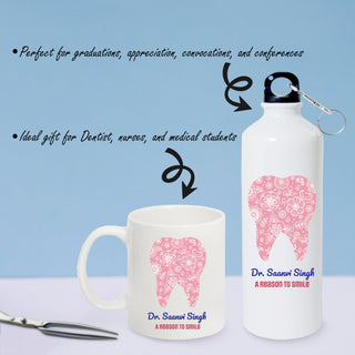 Doctor Gift Set –Custom Name Water Bottle & Ceramic Mug with Doctor Themed Design.