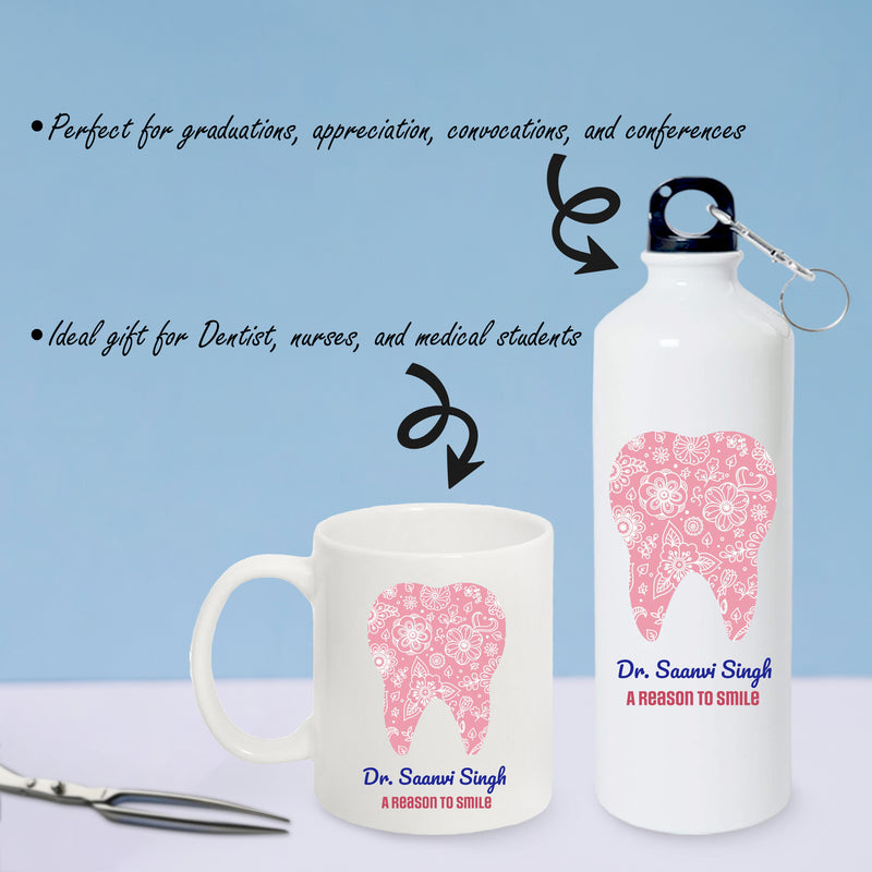 Doctor Gift Set –Custom Name Water Bottle & Ceramic Mug with Doctor Themed Design.