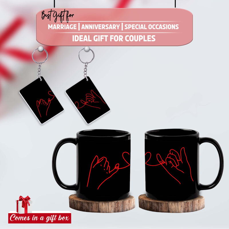 Couple Combo Set- Black Mug and Keychain Set of (2). Best For Gifting