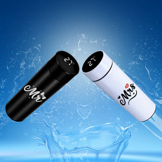 Couple Water Bottle Set of 2 Bottles with Couple Design Printed.