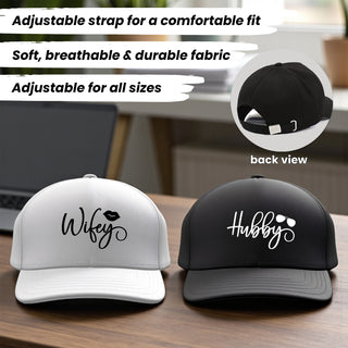 Husband & Wife Matching Caps – Couple Hats for Travel & Photoshoot