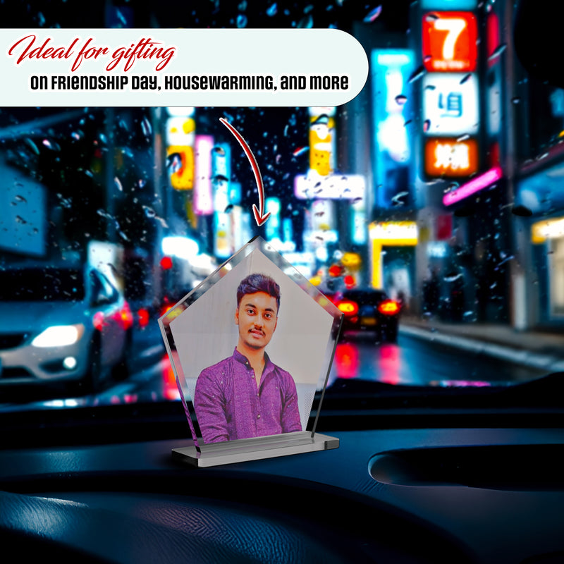 Custom Acrylic Standy (4x3 Inch) – UV Printed Car Dashboard Decor with Your Photo