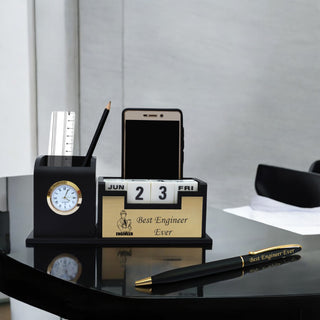Engineer Combo Set - Slim Pen & Pen Stand with 'Best Engineer Ever' Engraving