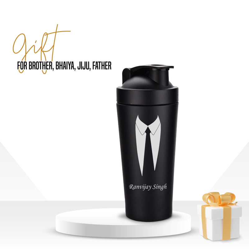 Water Bottle for Men With Name & Suit Design Engraved.