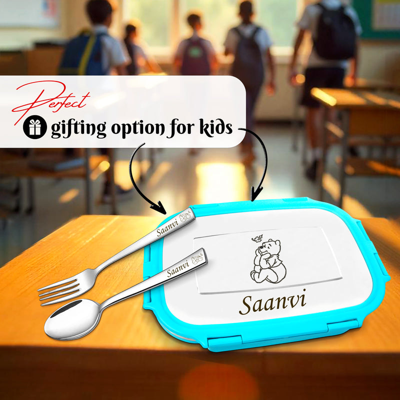 Customized Lunch Box with Spoon Fork Set.