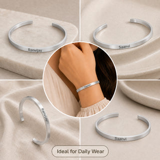 Customized Adjustable Stainless Steel Unisex Kada With Name Engraved.