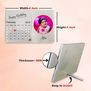 Acrylic Calendar Photo Frame with Stand- Customized With Your Picture & Your Memorable Date.
