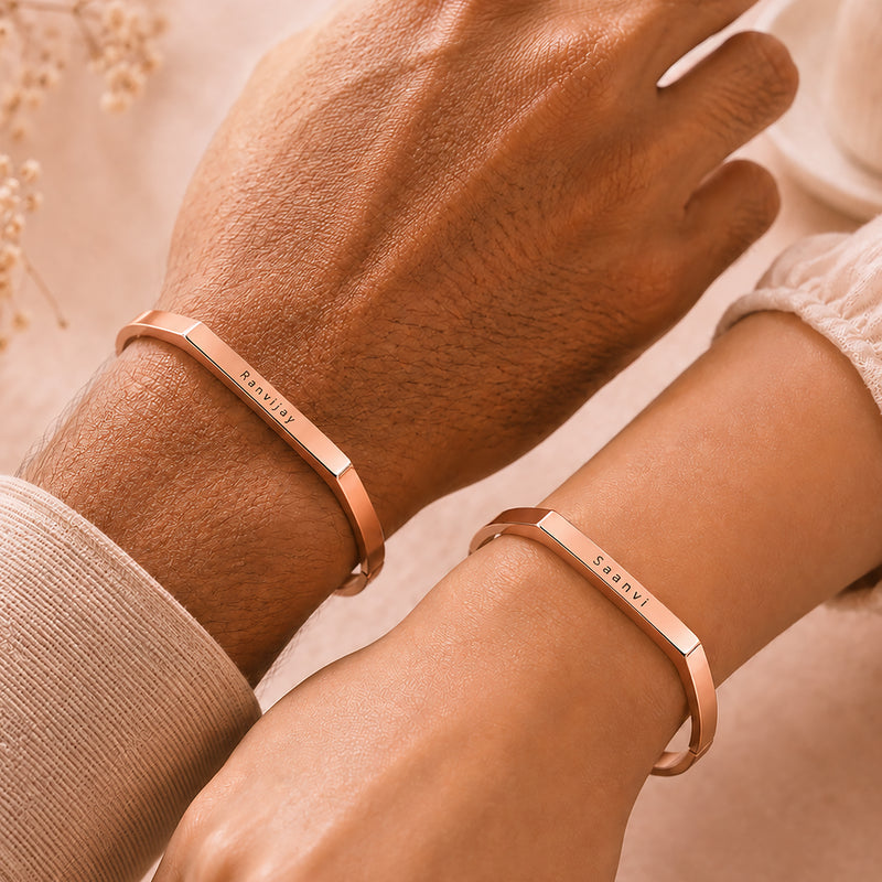 Customized Stainless Steel Kada Bracelet - Engraved Name Armlet for Men & Women.
