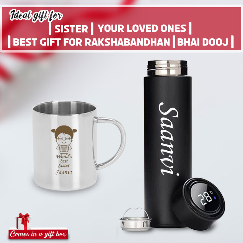 Personalized Rakhi Gift: Best Sister Mug & Custom Bottle