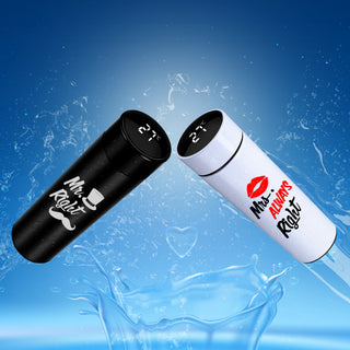 Couple Water Bottle Set of 2 Bottles with Couple Design Printed.