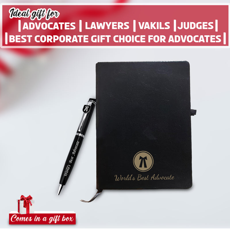 Advocate Desk Set: Pen & A5 Black Diary with Engraved Logo