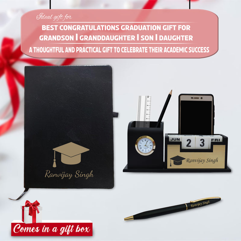 Personalized Graduation Gift Set – Engraved Pen, Diary & Pen Stand