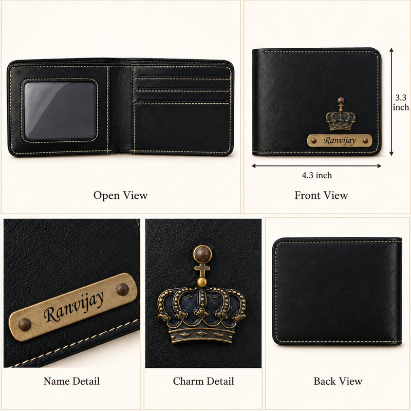 Customized Wallet for Men with Name & Charm | Personalized Name Wallet for Men's.