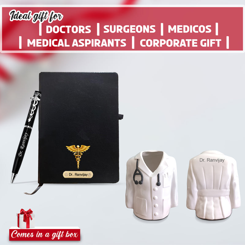 Doctor's Gift Set: Coat Pen Stand, Symbol Pen & Engraved Diary.