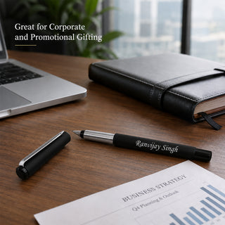 Customized Parker  Matte Black Fountain Pen with Silver Clip | Premium Personalized Gift