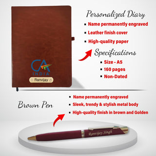 Customized CA Combo: CA Pen Stand, Logo Pen & Engraved  Diary.