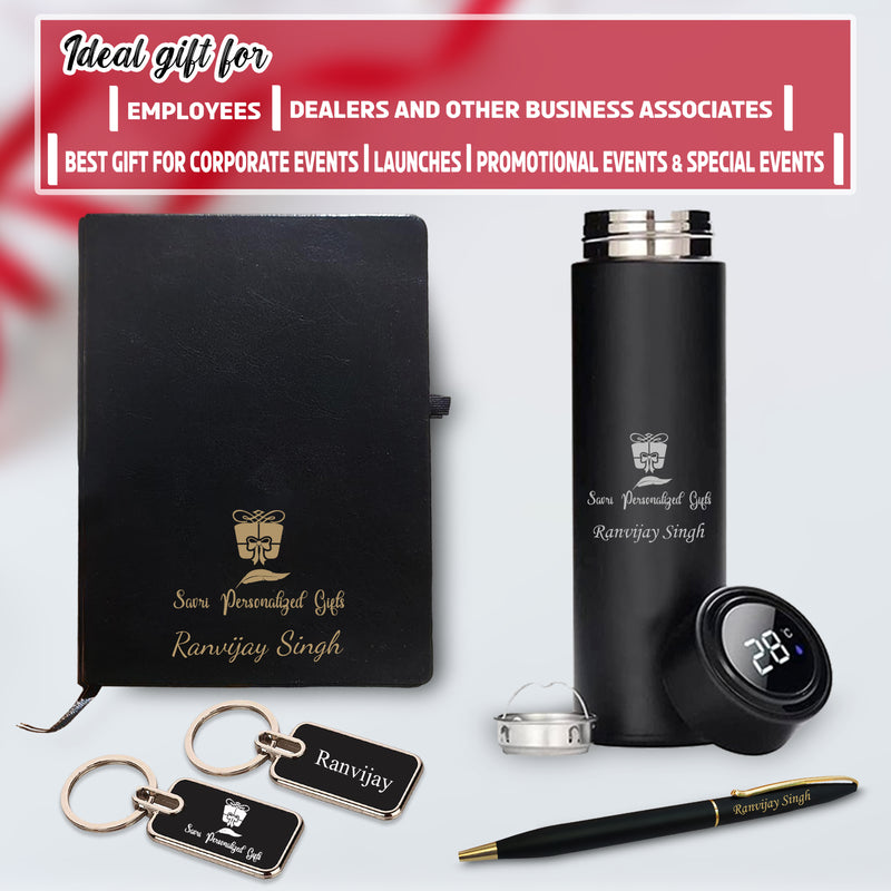 Custom Combo Set - Metal Keychain, Temp Bottle, Slim Pen & Diary