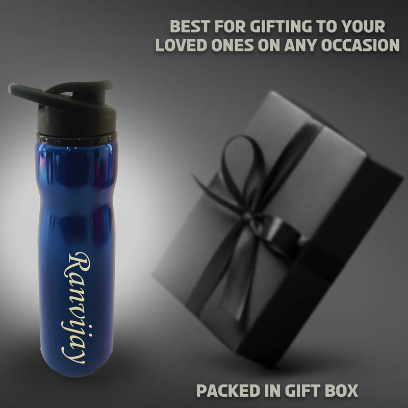 Personalized Glossy Sipper Water Bottle with Name Engraved.