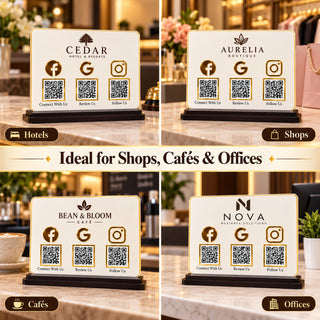 Customized 3-in-1 Acrylic QR Standee 5×7 Inch Horizontal| Instagram, GPay & PhonePe| Business Sign