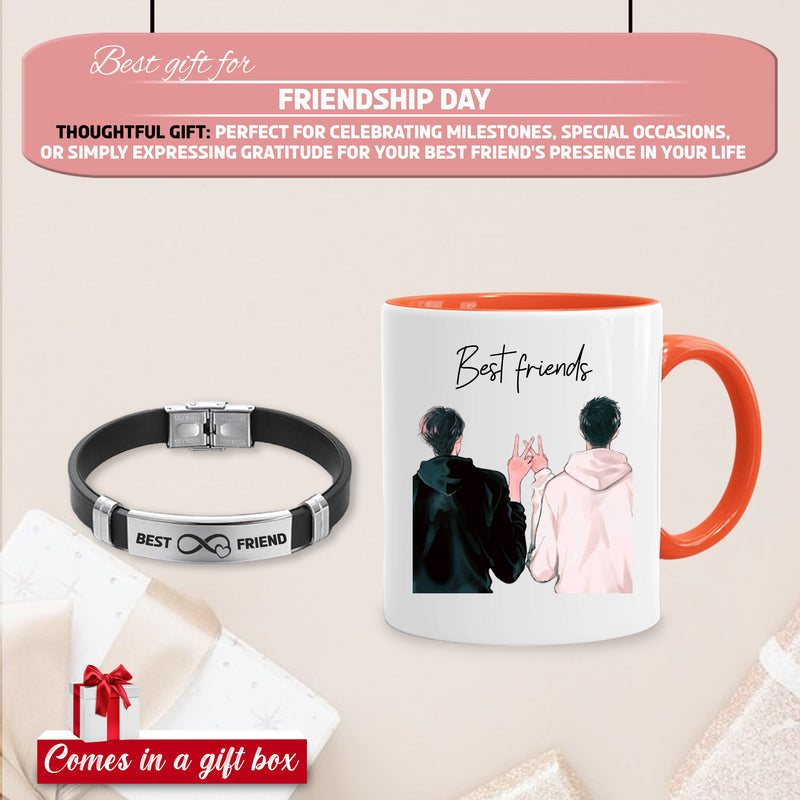 Male Friendship Day Gift Combo- Mug & Bracelet.