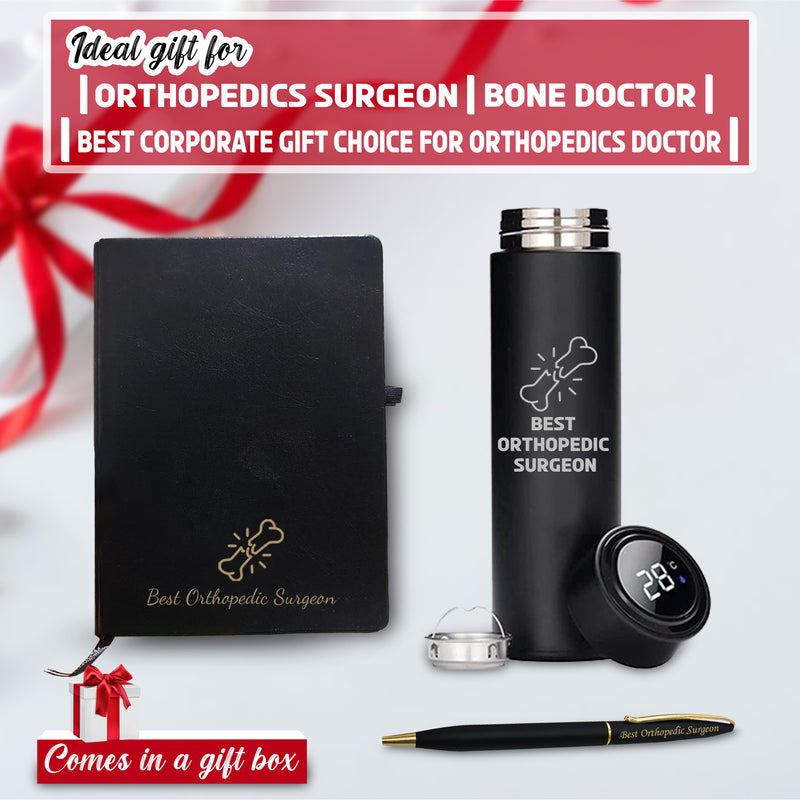 Orthopedic Combo-  Bottle & Diary with Orthopedic Logo & Pen Engraved with 'Best Orthopedic Surgeon' Engraved.