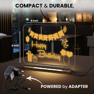 Happy Birthday LED Acrylic Night Lamp with Wooden Base & Ceramic Birthday Mug Combo