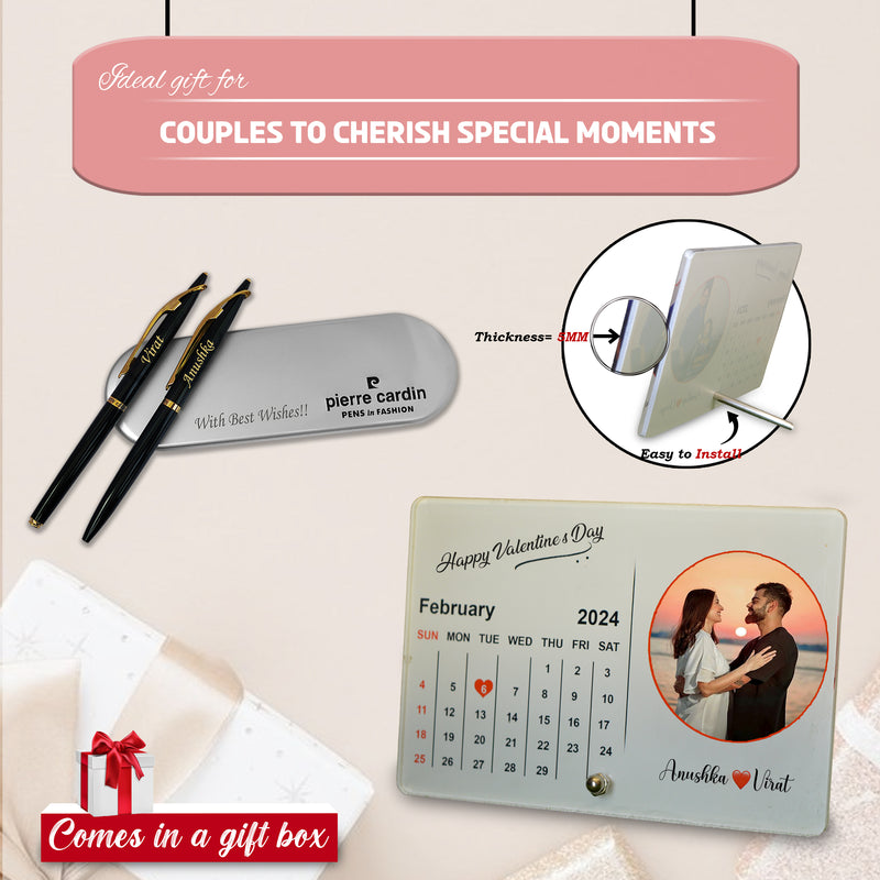 Valentine Combo – Personalized Pen Set & Custom 4x6 Acrylic Calendar Frame