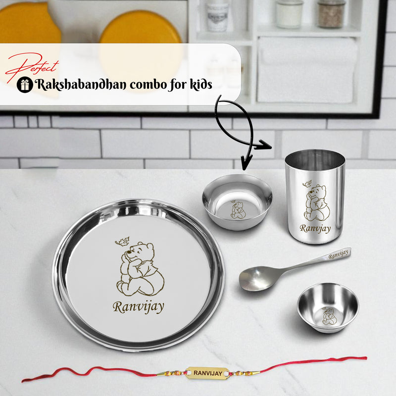 Kids Rakhi Gift – Customized Meal Set + Custom Rakhi