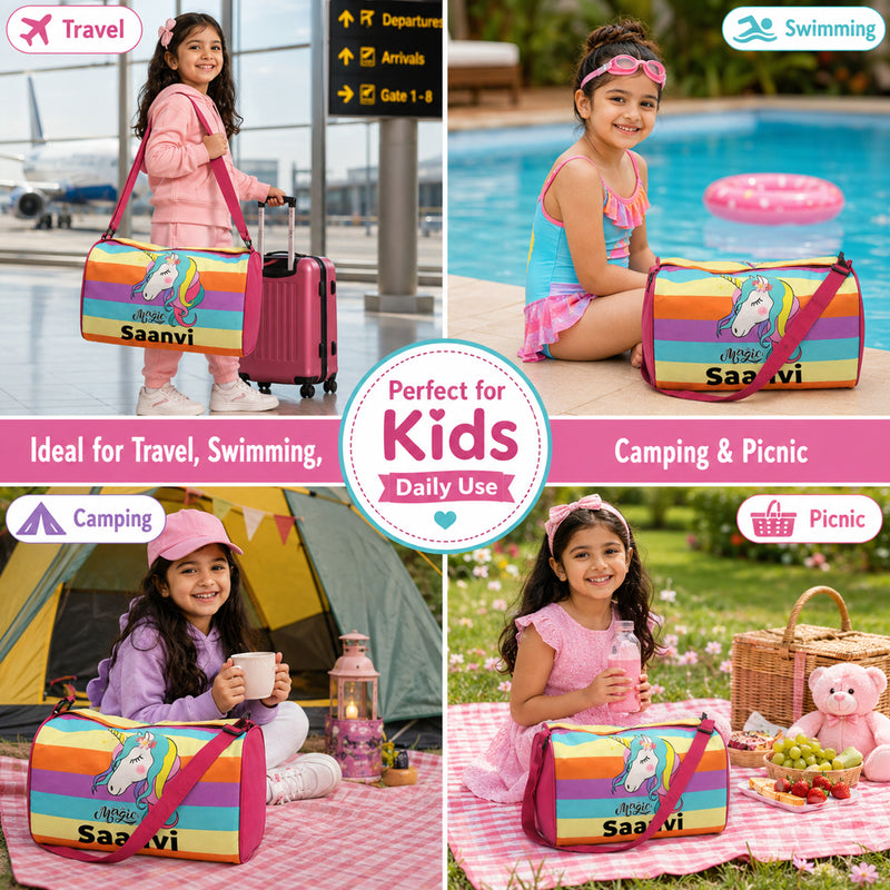 Kid's Travel Duffle Bag with Name Printed - Duffle Bag for Kids