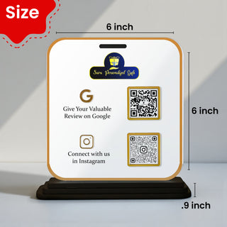 Custom Acrylic QR Code Stand with 2 QR Slots – 6x8 Inch Table Display