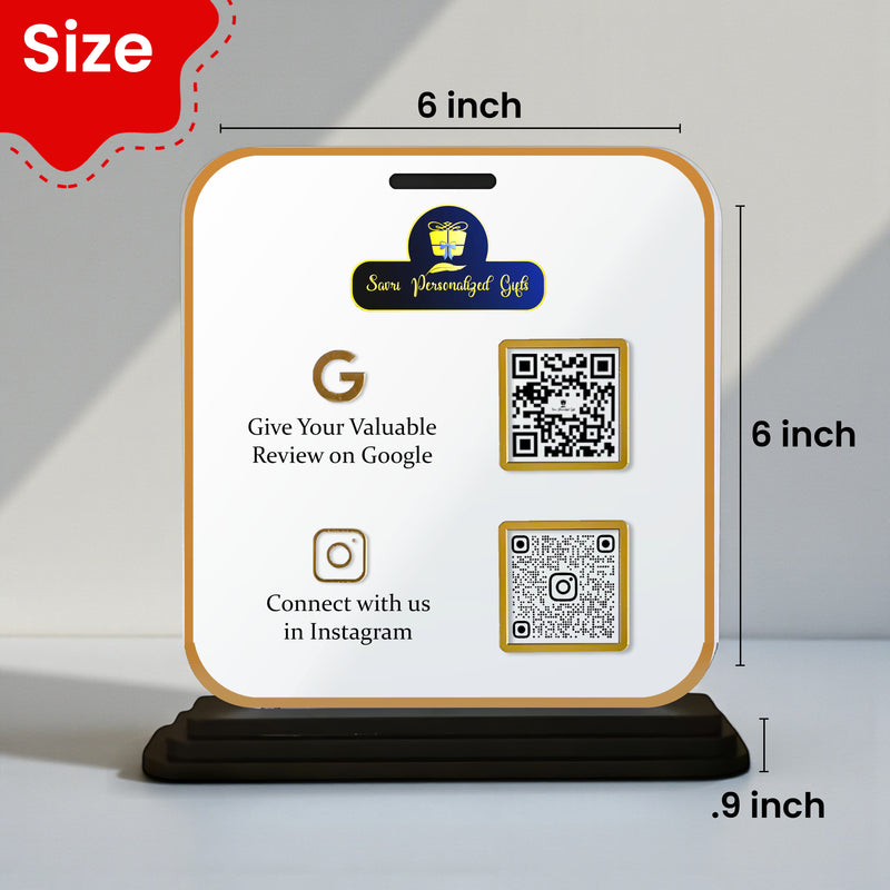 Custom Acrylic QR Code Stand with 2 QR Slots – 6x8 Inch Table Display