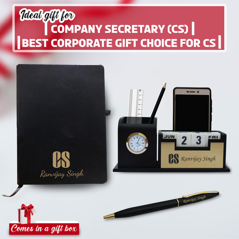 CS Combo Set: Coat Pen Stand, Logo Pen & Engraved Diary.