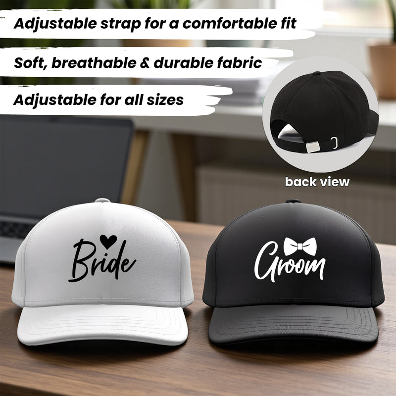 Bride & Groom Caps (Set of 2) – Matching Wedding Couple Caps.