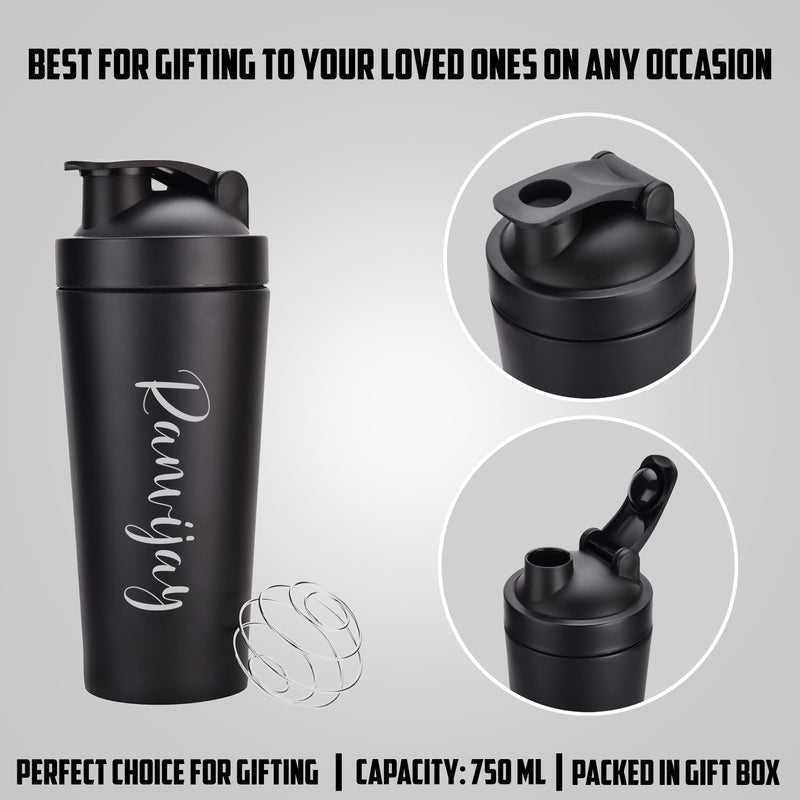 Personalized Black Gym Shaker.