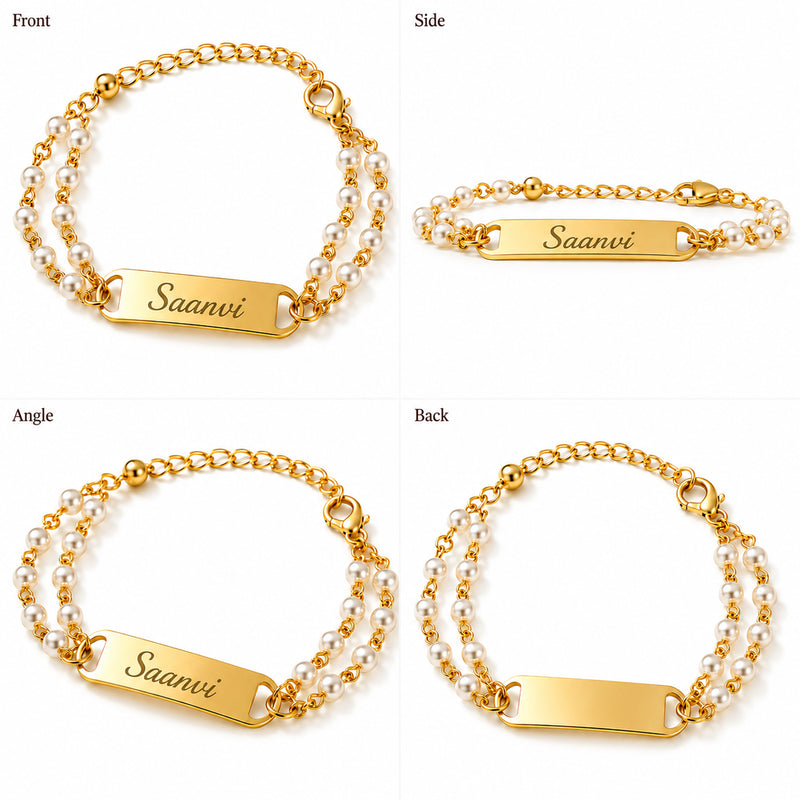 Customized Pearl Rakhi for Sister with Name | Personalized Pearl Rakhi for Girls & Women | (Pack of 2)