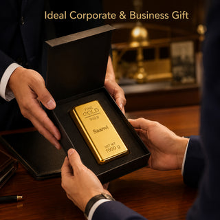 Customized Gold Bar Paperweight with Name or Company Logo | Customized Realistic Metal Gold Biscuit Paper Weight (Pack of 3)