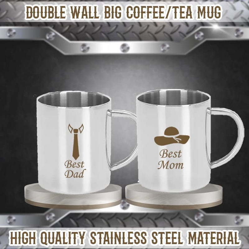 Stainless Steel Mug - Best Dad & Mom Design.