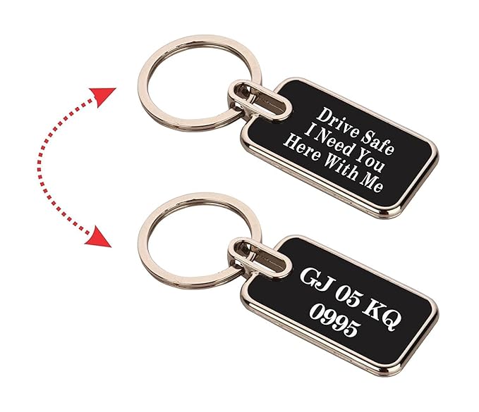 Black Metal Keychain with Name or Small Message Engraved