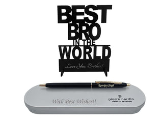 Personalized Pen with Best Bro in the World Stand.