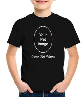 Personalized Unisex Black Cotton T-Shirt with Your Pet's Photo and Name