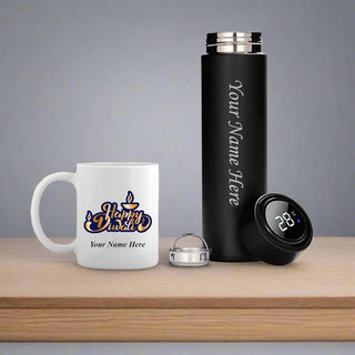 Customized Diwali Combo - Black Bottle & Coffee Mug