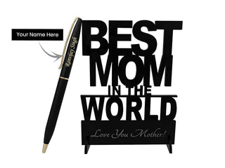 Personalized Pen with Name & Best Mom Stand