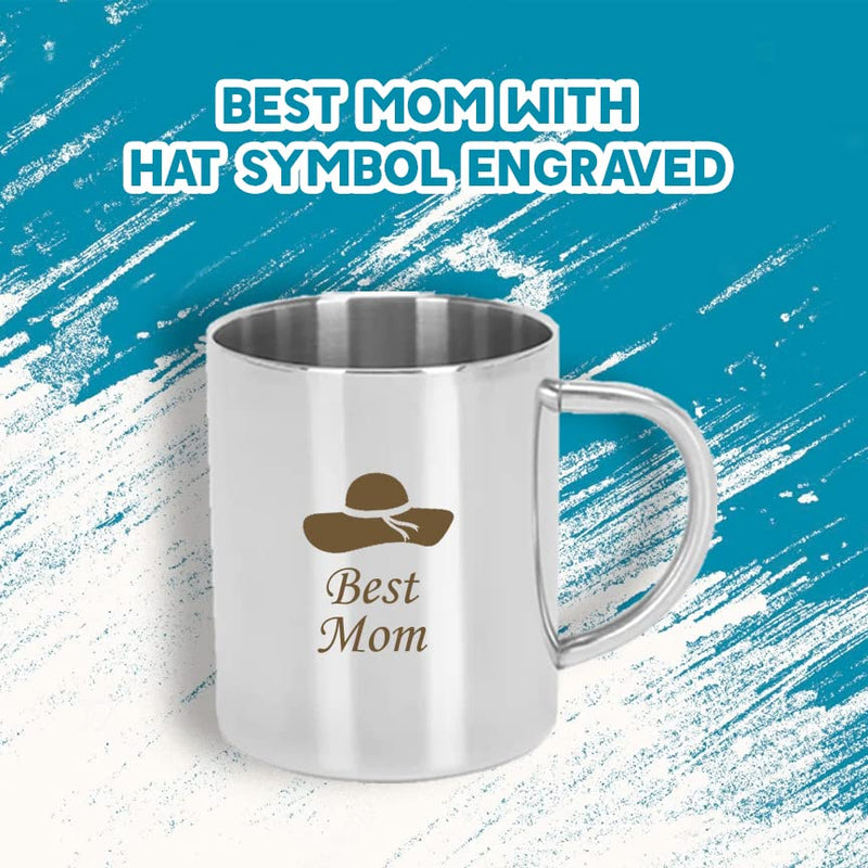 Stainless Steel Coffee Mug With Best Mom Quote Engraved.