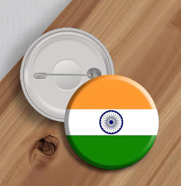 Round India Flag Button Badge