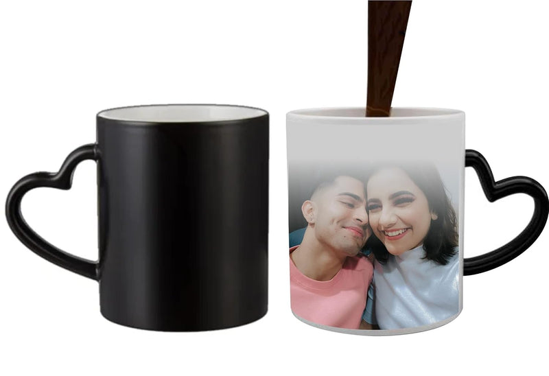 Heart Cut Handle Magic Mug with Photo or Name Printed.