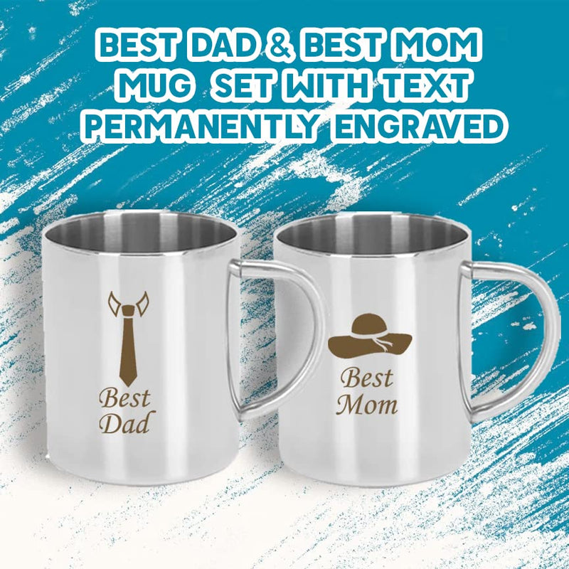 Stainless Steel Mug - Best Dad & Mom Design.