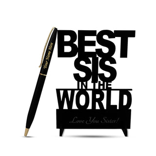 Personalized Black Slim pen with name & Acrylic Stand