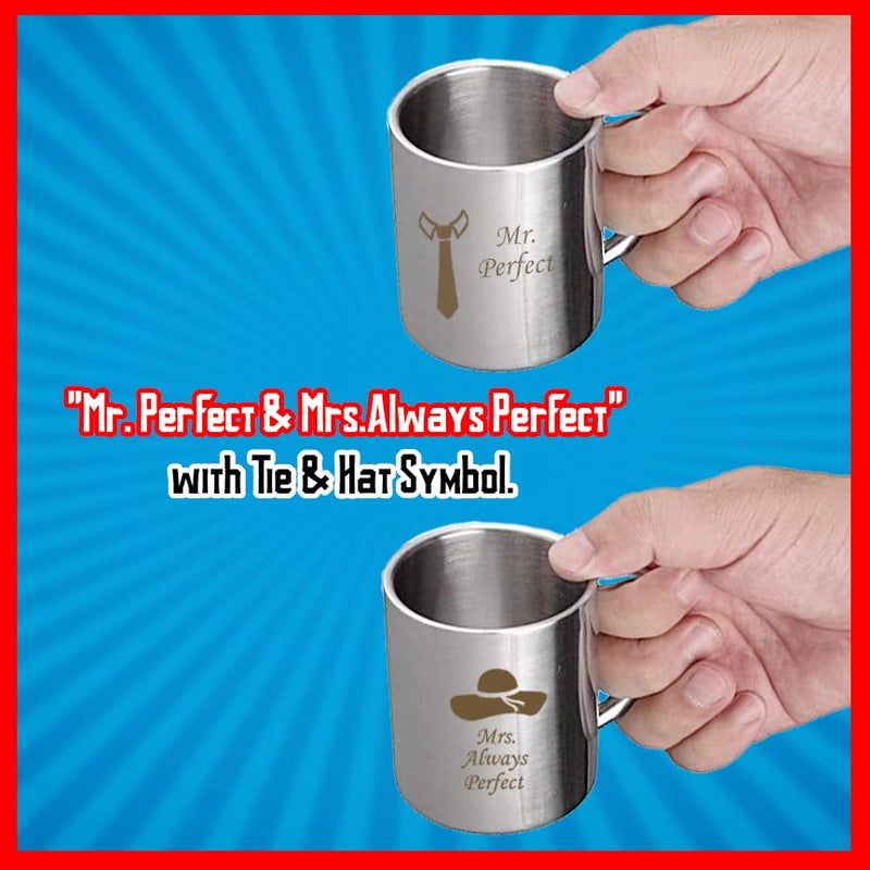 Steel Couple Mug Set (Pack of 2).