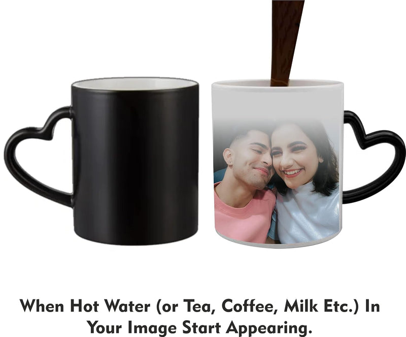 Heart Cut Handle Magic Mug with Photo or Name Printed.