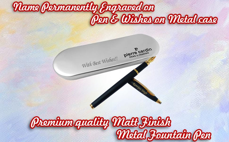 Custom Fountain Pen with Engraved Name & Box.